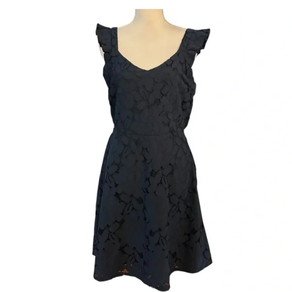 Monteau Women's Lace Fit & Flare Dress Navy Blue - Picture 2 of 3